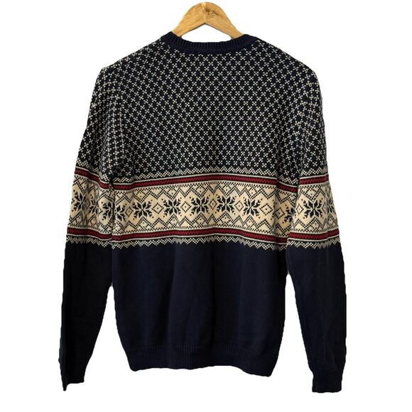 Eddie Bauer Y2K Men’s Fair Isle Cotton Sweater Australian Made Navy Size Small - Picture 2 of 7